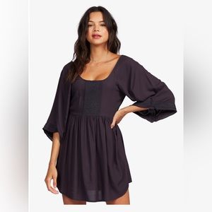 NWT Roxy Sunset City mini Dress Size Medium Black Anthracite LBD